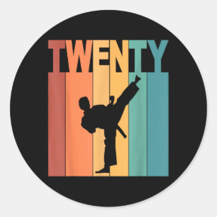 20e verjaardag Karate Taekwondo Thema 20 Jaar Oud Ronde Sticker