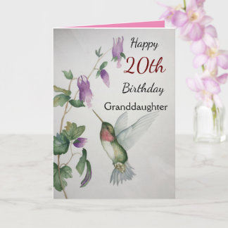 20e verjaardag kleindochter Hummingbird Kaart