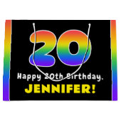 20e verjaardag: kleurrijke regenboog # 20, aangepa groot cadeauzakje (Voorkant)