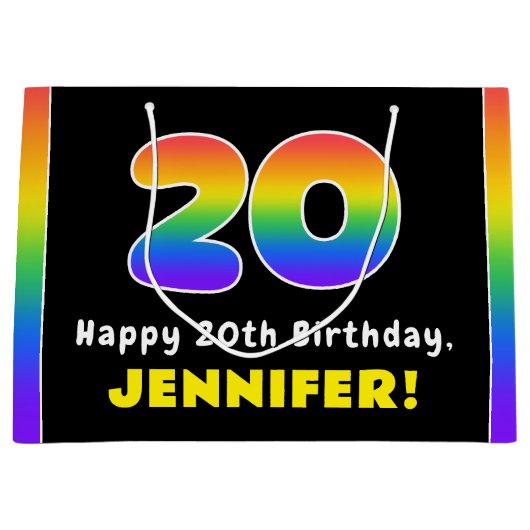 20e verjaardag: kleurrijke regenboog # 20, aangepa groot cadeauzakje (Voorkant)