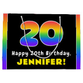 20e verjaardag: kleurrijke regenboog # 20, aangepa groot cadeauzakje (Achterkant)