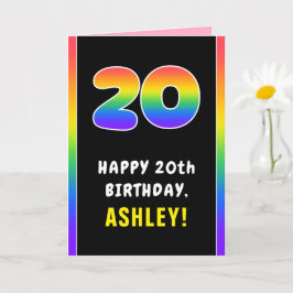 20e verjaardag: kleurrijke regenboog # 20, aangepa kaart