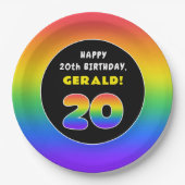 20e verjaardag: kleurrijke regenboog # 20, aangepa papieren bordje (Voorkant)
