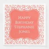 20e verjaardag koraal Random Number Pattern Servet (Voorkant)