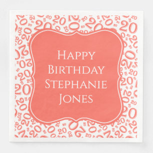 20e verjaardag koraal Random Number Pattern Servet