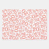20e verjaardag Koraal/Wit Willekeurig Nummerpatroo Inpakpapier Vel (Voorkant 2)