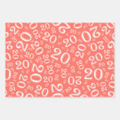 20e verjaardag Koraal/Wit Willekeurig Nummerpatroo Inpakpapier Vel (Voorkant)