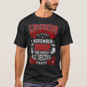 20e verjaardag Legends geboren in november 2002 20 T-shirt