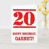 20e verjaardag: Leuk, rood rubberen stempel geïnsp Kaart (Gele Bloem)