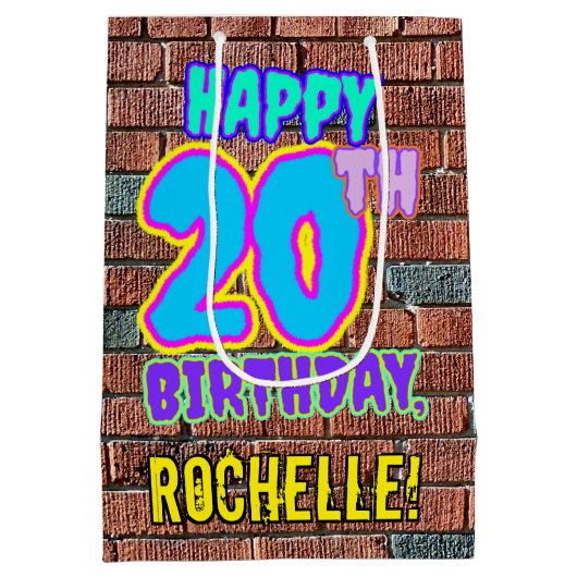 20e verjaardag: Leuk, Urban Graffiti geïnspireerd Medium Cadeauzakje (Achterkant)