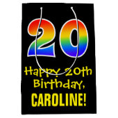 20e verjaardag: Leuk, Vet, Kleurrijk, Regenboog "2 Medium Cadeauzakje (Voorkant)