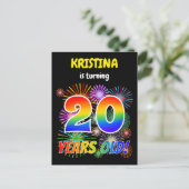 20e verjaardag - Leuk vuurwerk, Regenboog look "20 Briefkaart (Staand voorkant)
