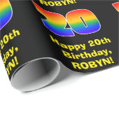 20e verjaardag: Leuke, kleurrijke regenboog geïnsp Cadeaupapier (Rol Hoek)