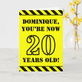 20e verjaardag: leuke stencil stijl tekst, aangepa kaart (Gele Bloem)