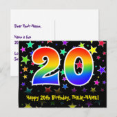 20e verjaardag: Leuke sterrenprint, Regenboog 20,  Briefkaart (Voorkant / Achterkant)