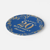 20e verjaardag Lijst Blauw en Glitter Glitter Papieren Bordje (Gekanteld)