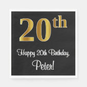 20e verjaardag ~ Luxurieuze Faux Gold-look # Servet (Voorkant)