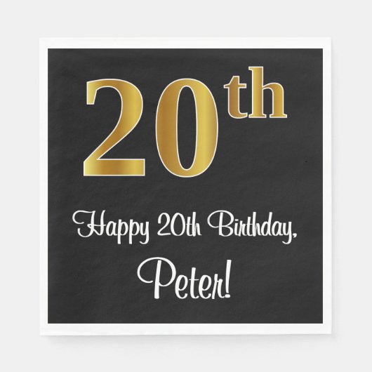 20e verjaardag ~ Luxurieuze Faux Gold-look # Servet (Voorkant)