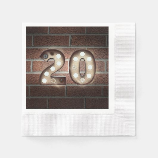 20e verjaardag marquee bord op bakstenen muur servetten (Voorkant)