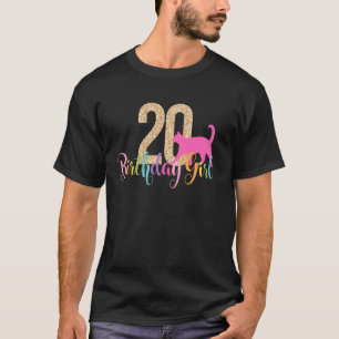 20e Verjaardag Meisje Kat Feest Regenboog Kat Twin T-shirt
