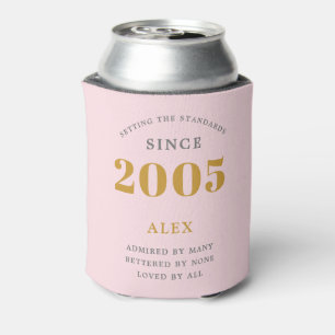 20e Verjaardag Naam 2005 Roze Grijs Elegant Chic Blikjeskoeler