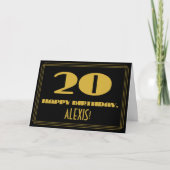 20e verjaardag: naam + Art Deco geïnspireerd look Kaart (Voorkant)