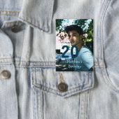 20e verjaardag naam foto datum man blauw wit s button (Insitu)