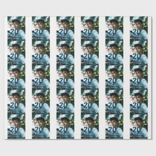 20e verjaardag naam foto datum man blauw wit s cadeaupapier