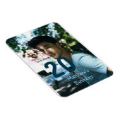 20e verjaardag naam foto datum man blauw wit s magneet (Rechterzijde)