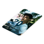 20e verjaardag naam foto datum man blauw wit s magneet (Linkerzijde)