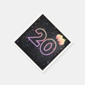20e verjaardag Neon Sign On Black Napkins Servet (Hoek)
