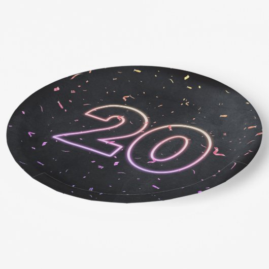 20e verjaardag Neon Sign on Black Paper Bord (Gekanteld)