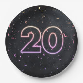 20e verjaardag Neon Sign on Black Paper Bord (Voorkant)