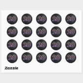 20e verjaardag Neon Sign On Black Ronde Sticker (Vel)