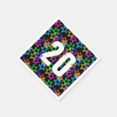 20e verjaardag Neon sterren op zwart Servet (Hoek)