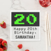 20e verjaardag - Nerdy / Geeky Style "20" en naam Servet (Insitu)