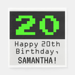 20e verjaardag - Nerdy / Geeky Style "20" en naam Servet