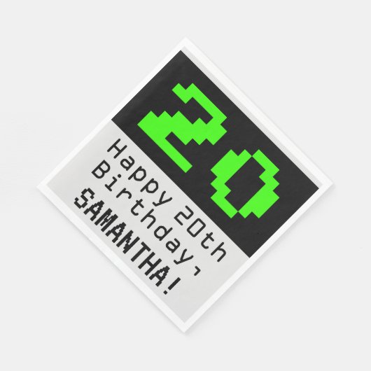 20e verjaardag - Nerdy / Geeky Style "20" en naam Servet (Hoek)