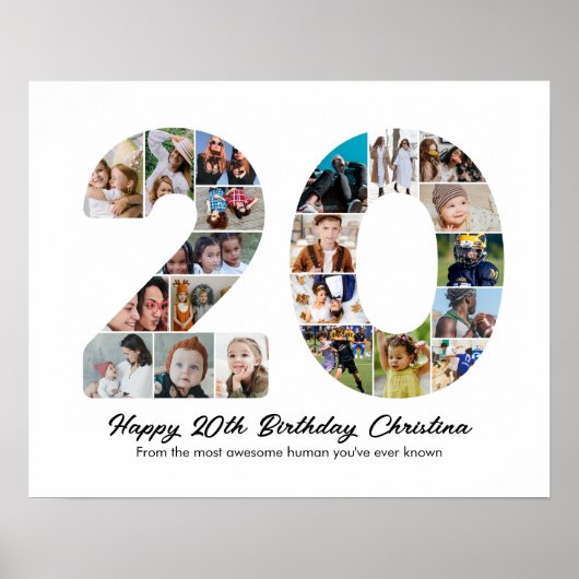 20e Verjaardag Nummer 10 Fotocollage Jubileum Poster (Voorkant)