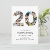 20e verjaardag nummer 20 aangepaste fotocollage kaart (Staand voorkant)