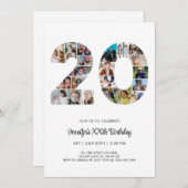 20e verjaardag nummer 20 aangepaste fotocollage kaart (Voorkant / Achterkant)