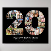 20e verjaardag nummer 20 fotocollage cadeau poster (Voorkant)