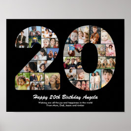 20e verjaardag Nummer 20 Fotocollage Cadeau Poster