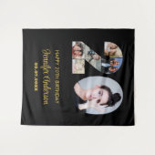 20e verjaardag nummer 20 Fotocollage Modern Zwart Wandkleed (Voorkant (horizontaal))