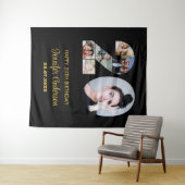 20e verjaardag nummer 20 Fotocollage Modern Zwart Wandkleed (In Situ (horizontaal))