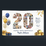 20e verjaardag Nummer 20 Fotocollage Wit Goud Spandoek<br><div class="desc">Maak een grote indruk op hun grote dag met deze verjaardagsbanner met een aangepaste fotocollage. Verander je favoriete herinneringen in een verbluffende visuele viering. Deze ontwerp met een collage in de vorm van een cijfer stelt je in staat om een leven lang hoogtepunten of de beste momenten van het afgelopen...</div>