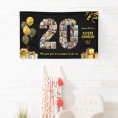 20e Verjaardag Nummer 20 Fotocollage Zwart Goud Spandoek (Insitu)