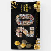 20e Verjaardag Nummer 20 Fotocollage Zwart Goud Spandoek (Verticaal)