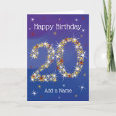 20e verjaardag - nummer 20 in sterren - blauw - le kaart (Voorkant)