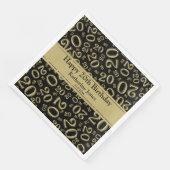 20e verjaardag Nummer nummer patroon Gold/zwart Servet (Hoek)
